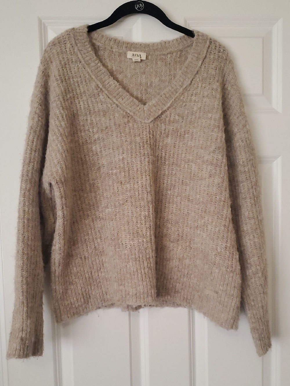 a.n.a V-Neck Knit Sweater in Beige